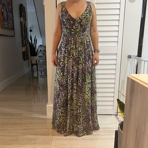 Boutique maxi dress with splatter color print.